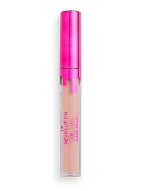 Revolution Lip Gloss in Nude Pink with Hot Pink Cap